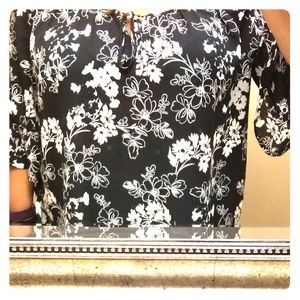 Floral black and white blouse